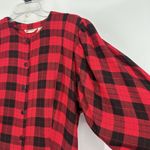 Vintage Phool Buffalo Plaid Maxi Shirt Dress Button Front Puff Sleeves Red Sz M Size M Photo 3