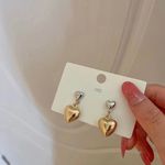 18K Gold Plated Love Heart Dangle Drop Earrings for Women Photo 1