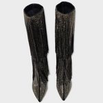 INC International Concepts Is Black and Silver Bling Fringe Heeled Boots Sz 7.5M Photo 7