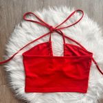 Cider Girl On Fire Red Halter Crop Top Photo 3