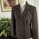 Josephine Chaus Womens Jacket Brown Lapel Collar Long Sleeve Lined 3 Button Open Photo 0