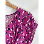 Nic+Zoe Cool Cat Printed V Neck Short Sleeve Blouse Size Large Photo 5