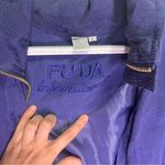 Duda International Navy Floral Bomber Jacket Zip Windbreaker Small Silk 90s 80s Blue Photo 11