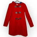 Modcloth Red Wool Blend Heart Toggle Coat Hooded Winter Holiday Classic S Photo 0