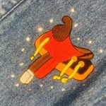 Vintage cotton denim Jean jacket horse / ranch / cowgirl theme embroidered patch Blue Photo 5