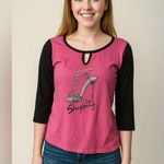 Expresso size large long sleeve black and pink top Black Photo 0