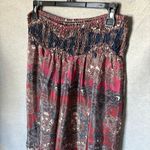 Karyn Seo Silk Blend Paisley Boho Flowy Wide Leg Pants Size XL Red Photo 3
