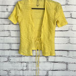 ZARA  Yellow Textured Knit Tie Front Cardigan Women’s Small Short Sleeve Crop Y2K Photo 0
