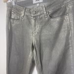 Paige  Jeans Womens 27 Gray Gold Verdugo Ultra Skinny Metallic Low Rise Coated Photo 5