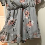 Blue Blush  Gray Sheer Floral Romper size small Photo 3