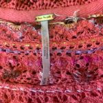 Free People  Top Medium Coral Crochet and Embroidered Accents Blouse Long Sleeve Photo 2