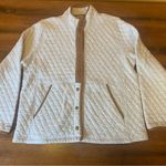 Orvis  quilted cream dark tan full button jacket. Size XL Photo 0