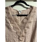 Blush Express Pink Lace Trim Peasant Blouse Womens Large V-Neck Long Sleeve Boho Photo 1