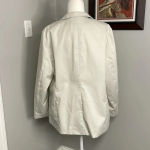 LL Bean Cotton Blazer Structured Padded Shoulder Long Sleeve Jacket SZ 18 Petite Tan Photo 1