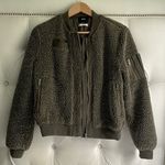 Urban Outfitters  BDG Teddy Bomber Jacket in Olive Green Photo 0