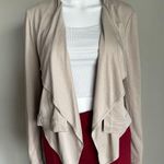 BCBGMAXAZRIA  Donnie Draped Waterfall Crop Cardigan Beige Photo 5