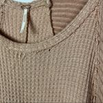 Free People Ventura Blush Tan Waffle Thermal Knit High Low Long Sleeve M Photo 5