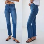 AYR The Pop Straight Leg Raw Hem High Rise Denim Blue Jeans Size 33 Photo 1