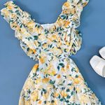 NWT Allison & Kelly Yellow Floral Print Flutter Sleeve Ruffle Cutout White Dress Size XL Photo 6