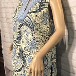 carole little Blue Paisley Sleeveless Top Linen L Photo 4