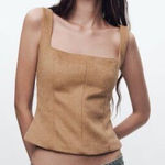 ZARA faux fur corset top Photo 0