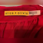 Alice + Olivia , Red Silk +Black Leather above knee/ mini dress, Cocktail, SZ LRG Photo 5