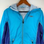Adidas Blue Windbreaker Rain Slicker Running Jacket Size Medium Sporty Athletic Photo 2