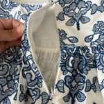 N/Nicholas Nicholas Ruffle mini skirt embroidered floral white and blue size 6 Photo 7