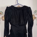 ZARA Womens Black Velvet Blazer Ruffle Neck Gold Buttons Size XS NWT Photo 5