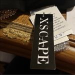 XScape  Brianna Off-The-Shoulder Side Silver Bead Fitted Long Gown Dress Photo 3