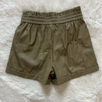 Zenana Outfitters Faux Leather Shorts Olive Green Size Medium Photo 5