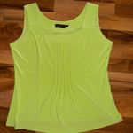 Vintage green tank top sleevless pleated scoop neck neon large summer vacation‎ Photo 0