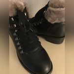 Steve Madden women black leather fur hiking Paloma boots US 10 Euro 41 Photo 3