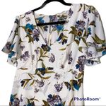 Gilli medium women’s v neck keyhole back zip up sheer lined dress floral print Blue Photo 3