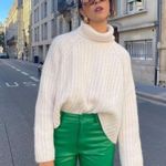 ZARA Cream Light Pink Wool Alpaca Blend Ribbed Knit Turtleneck Sweater Medium Photo 0