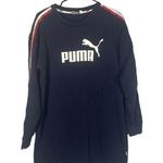 Navy Blue Puma Logo Front Long Sleeve Casual Lounge Sweat Dress Women Sz S Photo 0
