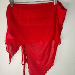 SheIn Bae Curve Red Ruched Asymmetrical Strapless Sheer Top Women’s Size 2XL NWT Photo 2