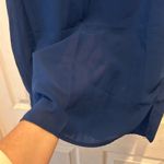 Japna  Blue Short Sleeve Zipper Back Slightly Sheer Top Womens Medium Career Photo 5