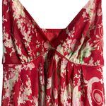 Oscar de la Renta Red Floral Print V-Neck Chemise Slip Mini Dress L Photo 2