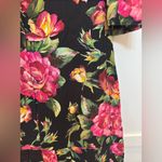 Dolce & Gabbana  Black Dress with Pink and Green Floral Design Photo 8