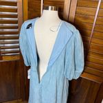 Maison Tara Chiffon Pastel Baby Blue Key Hole Puff Sleeve Midi Dress Size 16 Photo 8