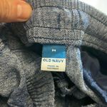 Old West Old Navy Pants Women Blue Linen Rayon Blend Wide Leg Elastic Waist Drawstring M Photo 13