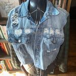 Bridge by GLY  distressed S checked sleeve normcore jean jacket Photo 1