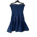 ABS Allen Schwartz ABS by Allen Schwartz Y2K 90s Denim Strapless Pleated Stretch Mini Dress size 6 Photo 4