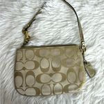 Coach  Gold Blue Pink Canvas Wristlet Photo 1