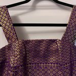 Custom made traditional Lao Thai Cambodian purple and gold silk blouse top Size M Photo 2