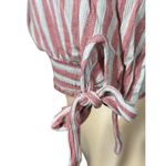 Faith and joy Sz S Cropped 3/4 Sleeve Blouse Top Pink Beige Striped Nautical Photo 3