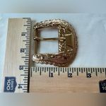 Gold Tone Western Floral Engraved Belt Buckle keeper Loop Holder Tips Vintage Photo 5