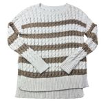 Anthropologie PILCRO Striped Cable Knit Long Sleeve Sweater Cream Brown Women XS Photo 2