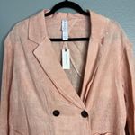NWT Anthropologie Amadi Kaye Linen Blend Metallic Blazer Lightweight Small‎ Orange Photo 3